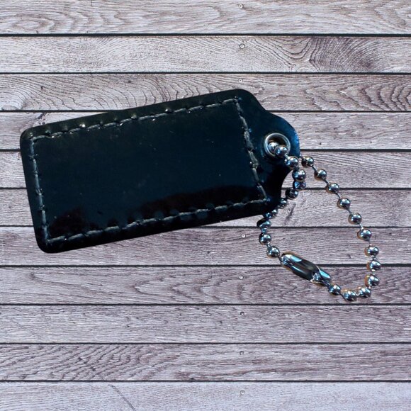 Coach Medium Patent Leather Tan Key Fob Key Chain Bag Charm - Picture 2 of 4